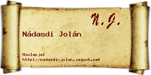 Nádasdi Jolán névjegykártya